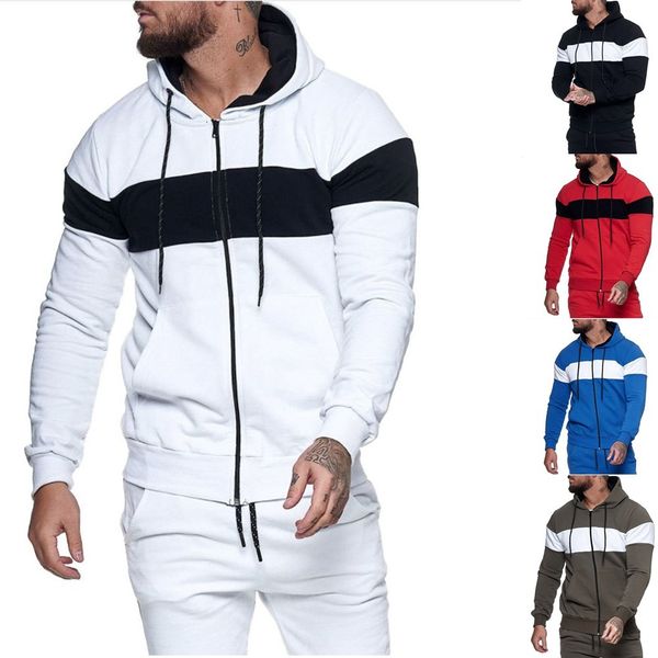 

qnpqyx new autumn winter mens patchwork hoodies casual sweatshirt with sportswear warm pullover long sleeve blouse, Black