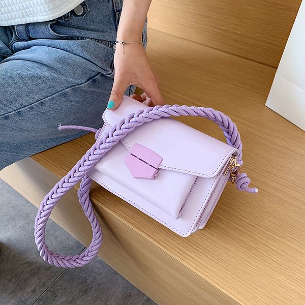 

2020 spring new hipster messenger bag woven shoulder strap square sling bag girl's shoulder