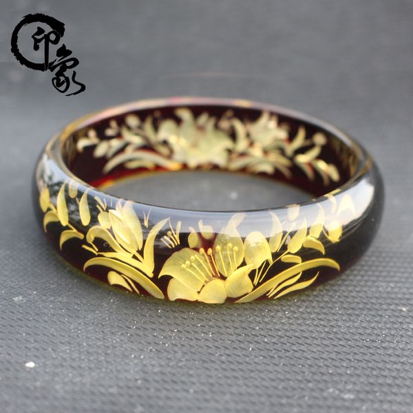 

honeydew amber bangle women's amber fashion boutique wax carved bracelet, Black