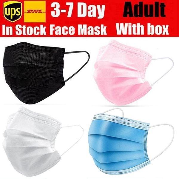 

disposable black pink white box with elastic ear loop 3 ply breathable dust air anti-pollution face mask mouth outlet high quality