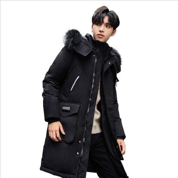 

men casual intensification cotton coat 2019 new style thermal padded black hooded thickening outdoor cotton overcoat warm coat