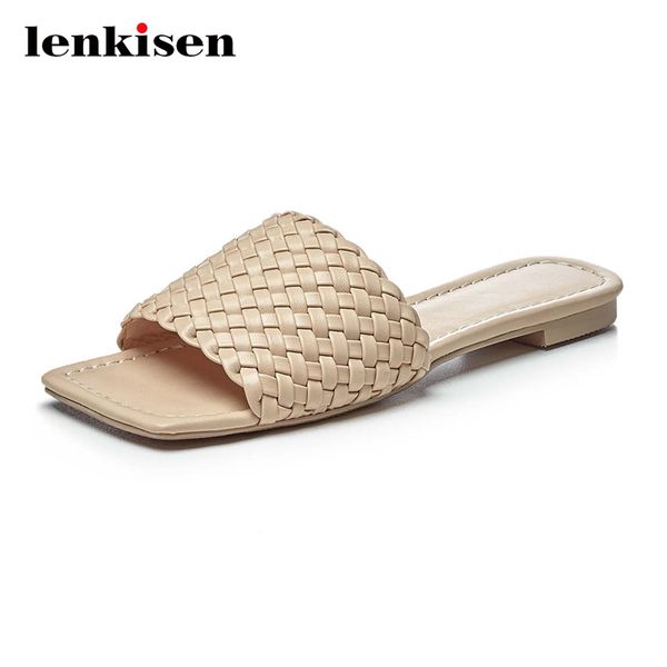 

lenkisen simple style leisure gingham square toe low square heels slip on mules daily wear young girls maiden summer sandals l99, Black