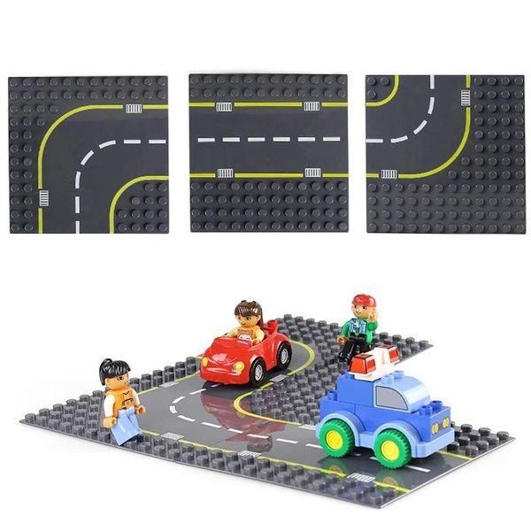 

large particle city road street baseplate straight curve blocks parts big size base plate road compatible duplos brick kids gift bbysss