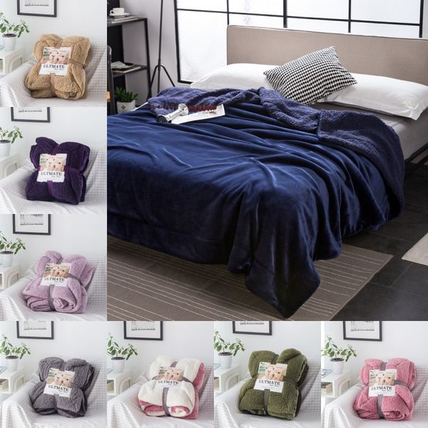 

flannel cashmere blanket autumn winter keep warm quilt solid color 150*200cm christmas new year blanket