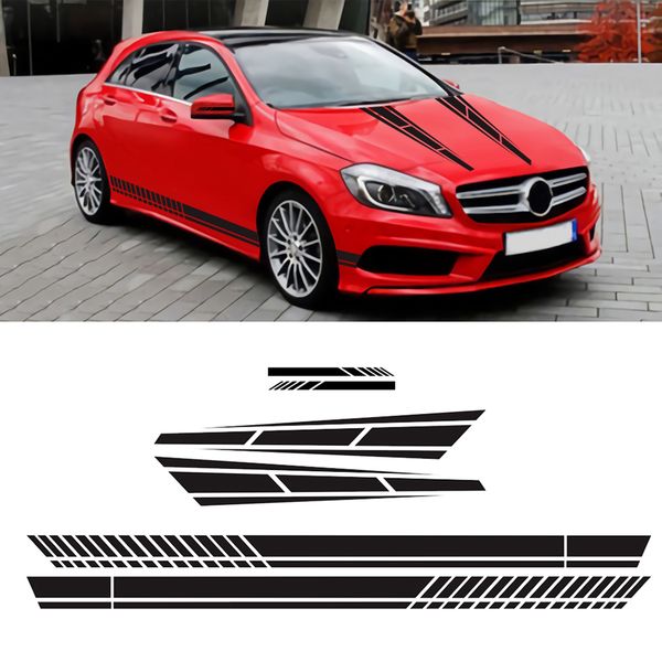 

6pcs long stripe graphics car racing side body hood mirror decals