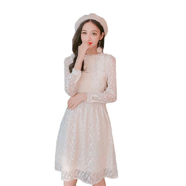 

hchenli brand 2020 women pink white pink lace hollow dresses, Black;gray