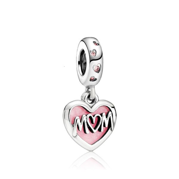 

pink pendant charm mom bead jewelry adapting original pandora bracelet & necklace diy bangle charm for mother women gift, Bronze;silver