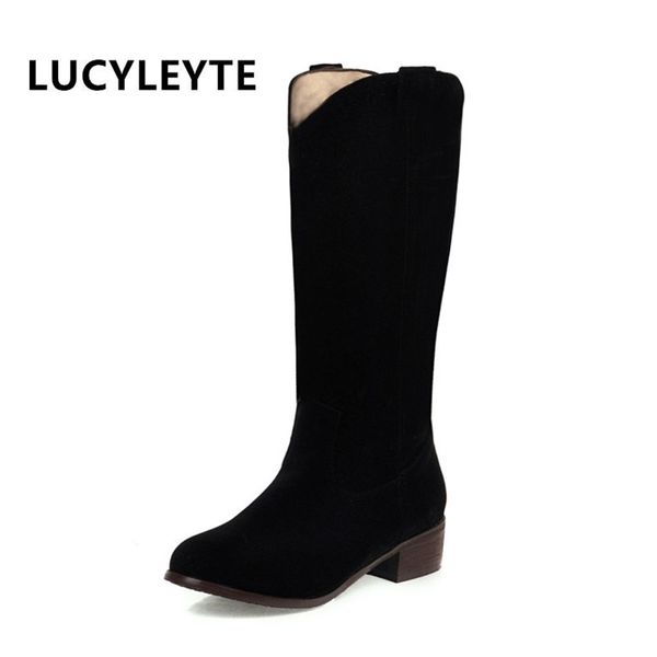 

2020 autumn and winter new style with the knight boots europe and the united states solid color large size ladies long boots, Black