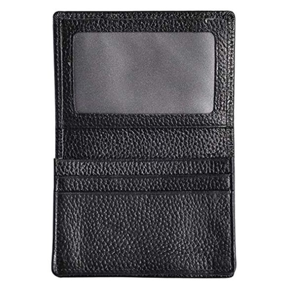 

leather business card holder name card case wallet with id window blocking, Red;black