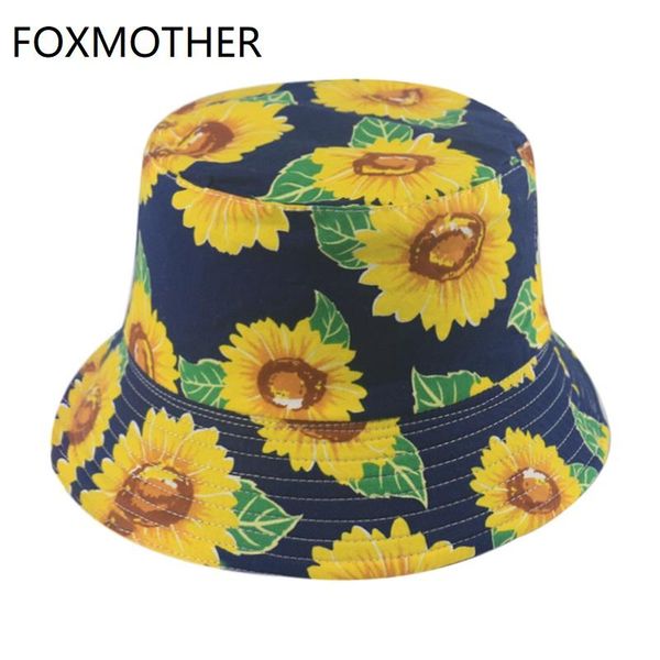 

fashion for caps navy bucket women new hats flower print ladies fisherman summer sun floral white foxmother yjqxo garden2010, Black;white