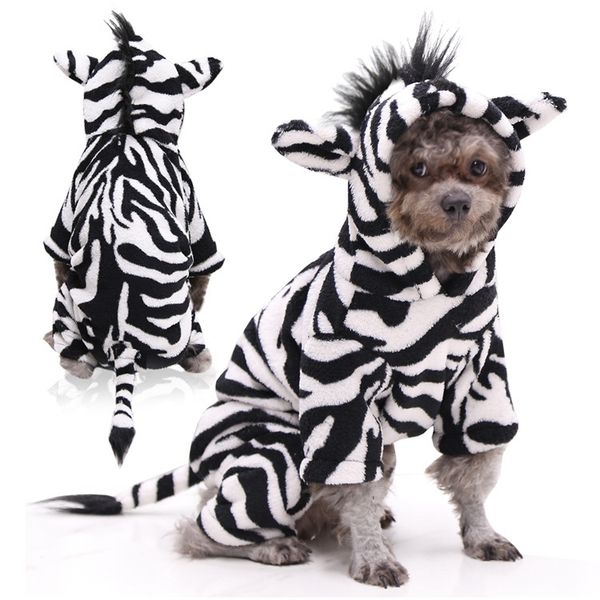 Vestiti per animali domestici di Halloween Autunno e inverno Flanella a due zampe Caldo cane Gatto Forniture per animali Teddy Bichon tigre Trasformazione Vestiti2369