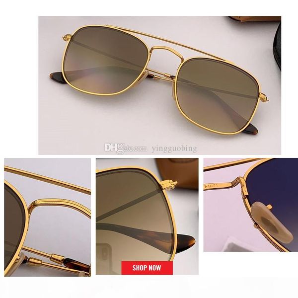 

2019 sunglasses men new design ultra light square screwless eyewear metal uv400 glass lens sun glasses for women rd3557 54mm, White;black