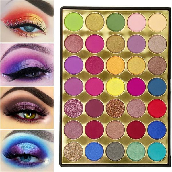 

35 colorful matte eyeshadow palette shimmery silky powder long lasting pigments pressed glitter eye shadow pallete makeup