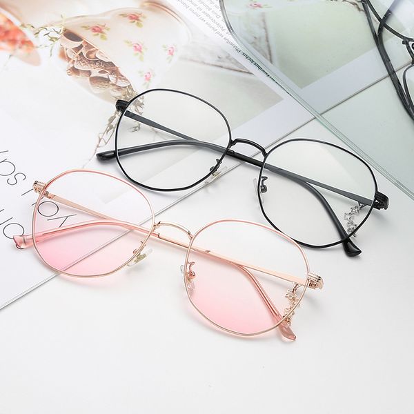 

new star chain glasses street sflat mirror retro glasses frame metal wild frame personality decorative glasses, Black