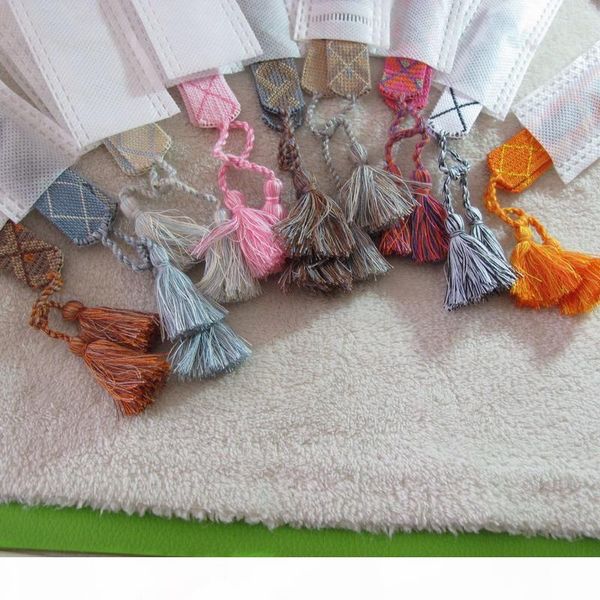 

2019 new hohe colored cotton woven letter embroidery tassel rope bangle lace-up bracelet adjustable designer jewelry for women, Golden;silver