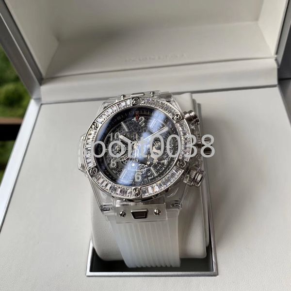 

swiss high-end watch big bang transparent sports watch, Slivery;brown