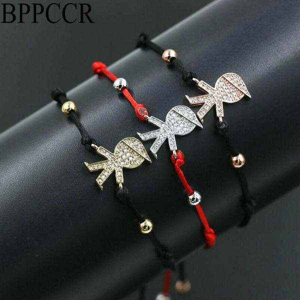 

bppccr unique cz boys and girls charm bracelets for men women red line rope string lovers child bracelet couple jewelry gifts, Red;blue
