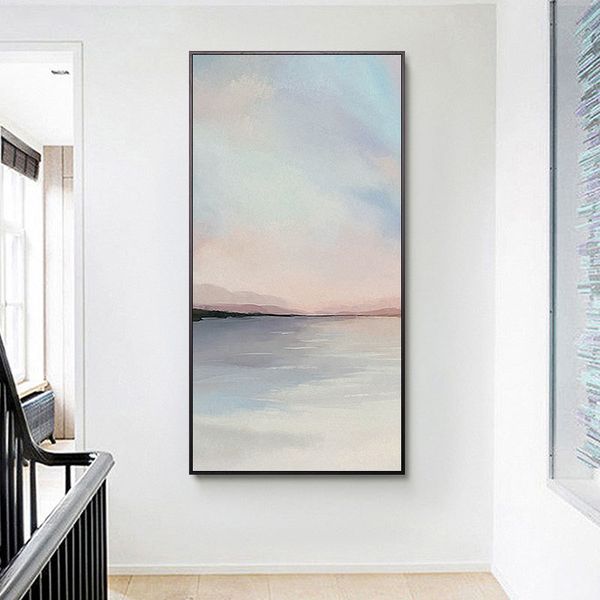 

modern abstract lake scenery canvas painting colorful wall art nordic poster print landscape picture living room decoration