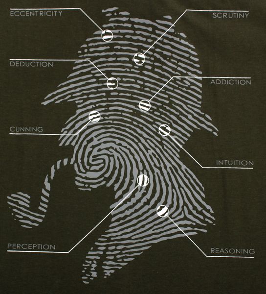 

print tees short sleeve o-neck detective fingerprint characteristic logical holmes consulting man t-shirt xl men summer style