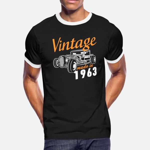 

vintage made in 1963 t shirt men print short sleeve crew neck vintage gift comfortable spring outfit shirt, White;black