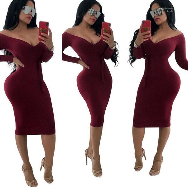 

long sleeve skirt elastic waist strapless costume womens summer slim dress deep v neck solid color, Black;gray