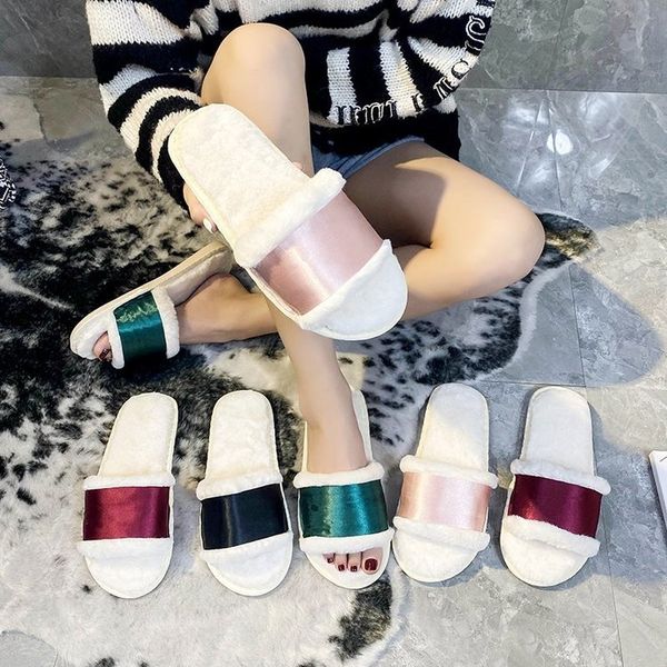 

fur slipper women slides slippers summer chaussures slipper sandal woman shoes schoenen dames sliders shoe female slippers, Black