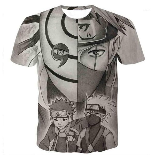 

designer summer causal mens clothing naruto mens anime t shirts o-neck short sleeved cool loose tees teenagers, White;black