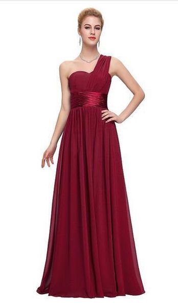 

Chiffon One Shoulder Bridesmaid Dresses 2019 Burgundy Purple Chiffon Wedding Party Dress Dama De Honor Gowns