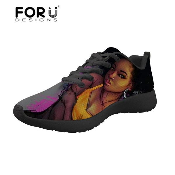 

forudesigns black women art african girls shoes ladies lace-up mesh shoes for females flat autumn flats teenagers sneakers