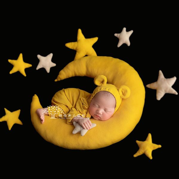 

9pc newborn pgraphy moon stars background baby boy girl p shoot posing pillow foto shooting backdrops baby shower gift, Slivery;white