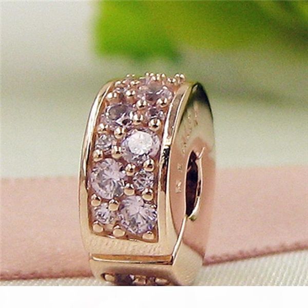

rose gold plated mosaic shining elegance clip charm bead with cz fits european pandora jewelry bracelets necklaces & pendant, Black