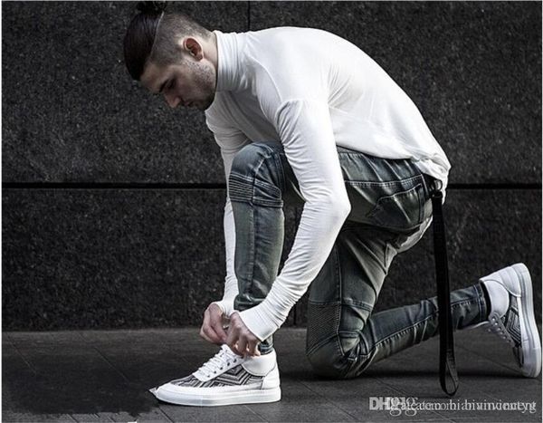 

2019 summer vintage straight stretch zipper mens clothing jeans slim fit styles fashion hip hop designer leather causal, Blue