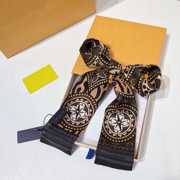 

designer silk scarf new print handle bag ribbons small silk scarf for women fashion head scarf small long skinny scarves wholesale, Blue;gray