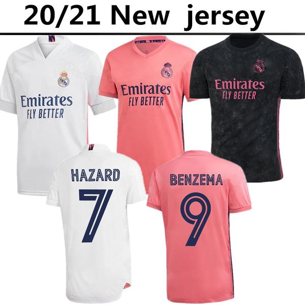 

real madrid jerseys 20 21 soccer jersey hazard sergio ramos benzema vinicius camiseta football shirt uniforms men 2020 2021, Black