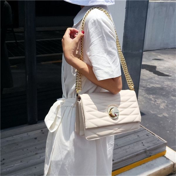 

diamond lattice pattern bag chain golden lock handbags shoulder bag over-the-shoulder pu leather ins hot