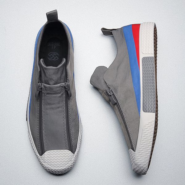 

british fashion вулканизированной холст 2020 весна новый повседневный ленивый бездельник мужская trend два zip тапки y200801, Black