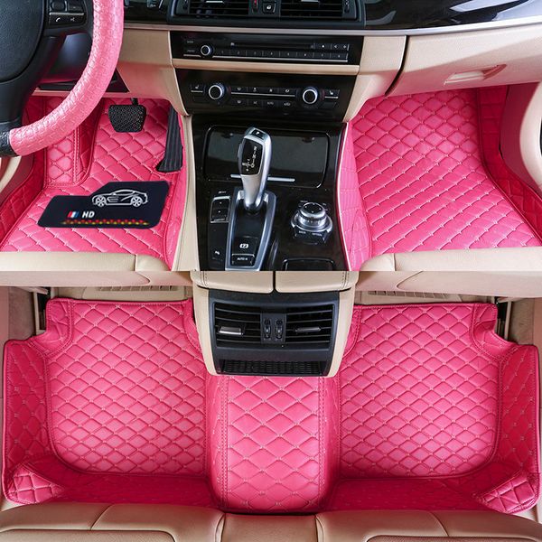 

custom fit car floor mats specific waterproof pu leather eco friendly material for vast of car model and make 3 pieces full set mats peach