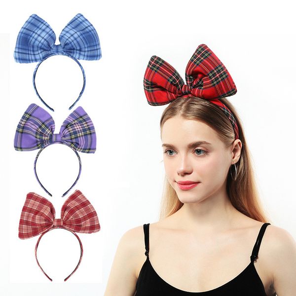 

hair accessories korean-style handmade red plaid fabric headband cartoon bow performance children's