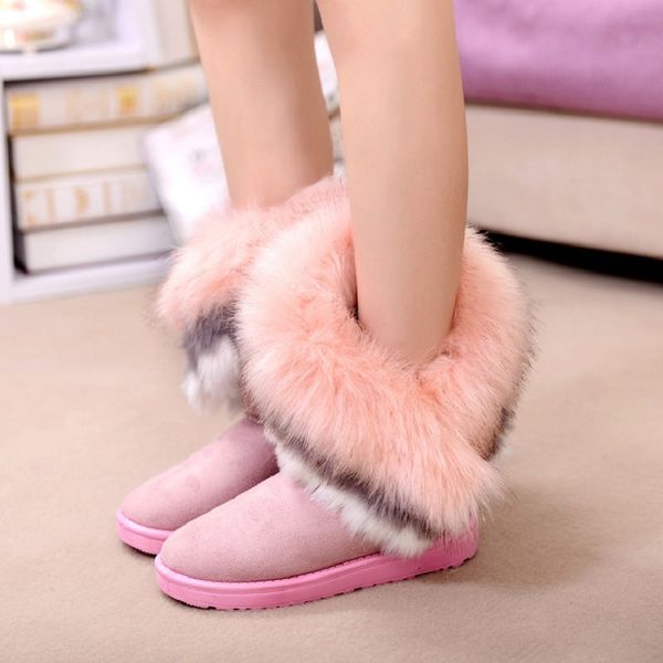 

boots woman round toe yarn elastic ankle thick heel flat heels shoes female socks 2021 winter, Black