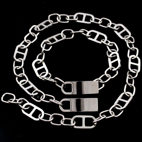 

amumiu мода ювелирные наборы id ожерелье цепи браслеты fow мужчины женщины punk rock прохладный партии из нержавеющей стали подарки hjs088, Silver