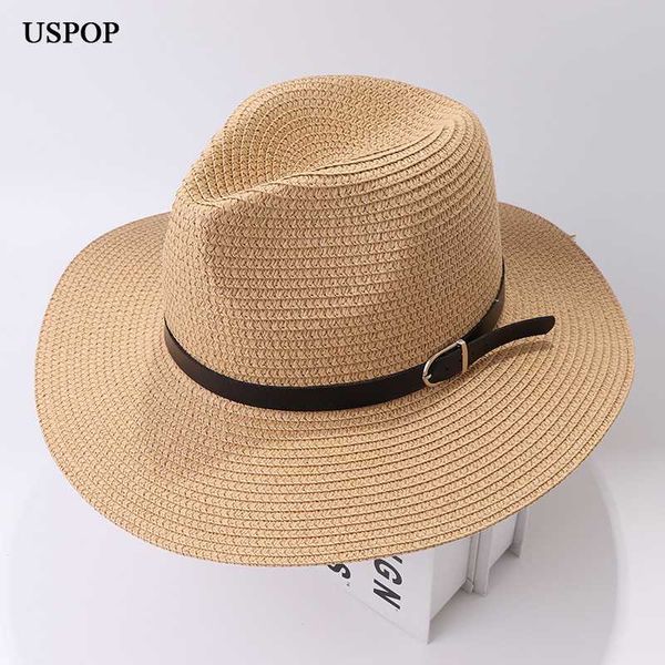 

uspop straw hats women men sun hats beach hat sun shade straw jazz fedoras, Blue;gray