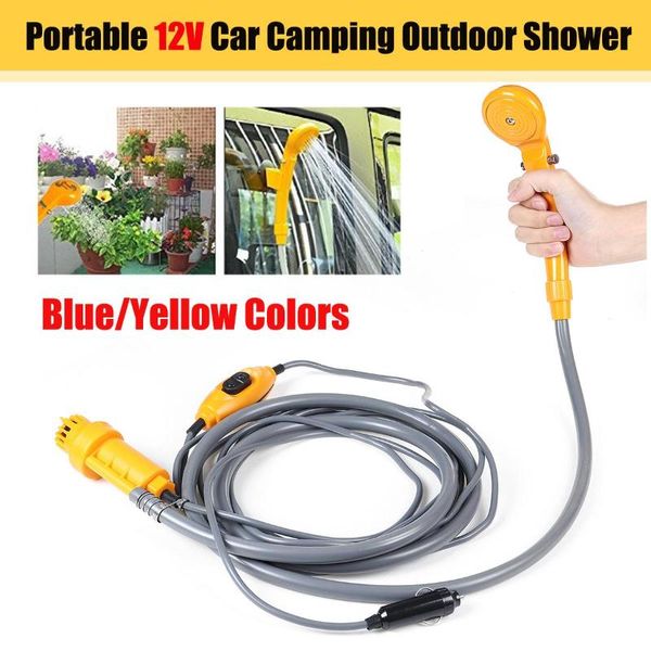 

car washer portable 12v car camping shower washer set electric pump outdoor campers caravan hiking clean travel kit