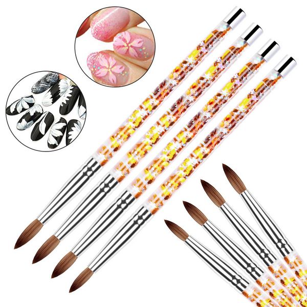 

nail art crystal carving brush tool oil filling liquid golden quicksand nylon painted pen crystal nail art, Yellow