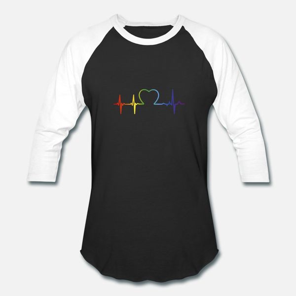 

lgbt pride heartbeat t shirt men customized short sleeve round collar basic solid sunlight comfortable spring pattern shirt