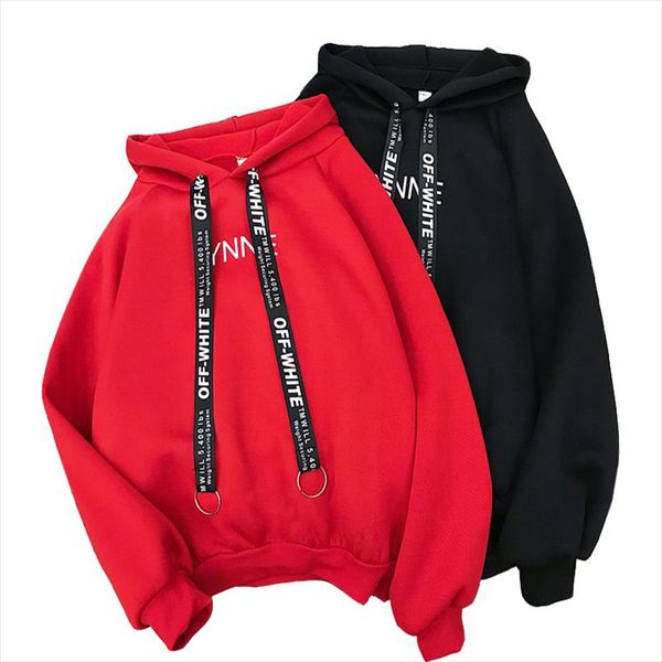 

autumn winter girl bean powder letter printed pullover drawstring decorative thickening warm hooded coat sweatshirt drop shipping, Black
