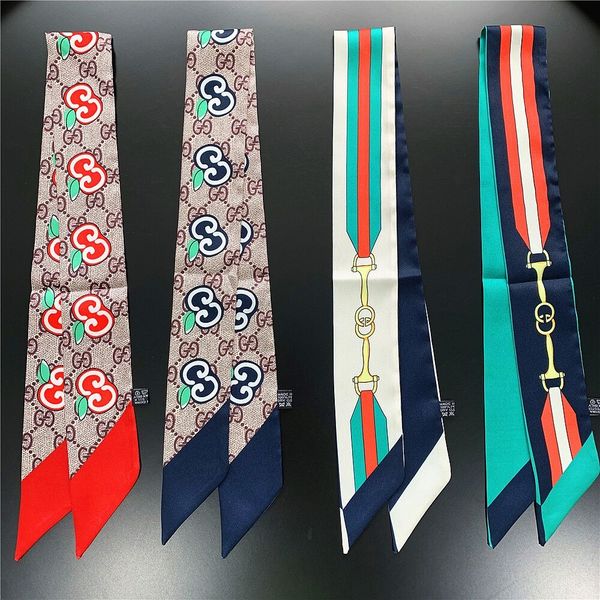 

2020 designer silk scarf fashion headband luxury brands women silk scraves grade silk scarf hair bands 88*5cm g002, Blue;gray