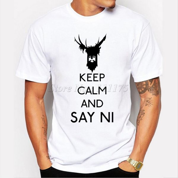 

2019 new keep calm say ni design men's fashion t shirt hipster short sleeve tees