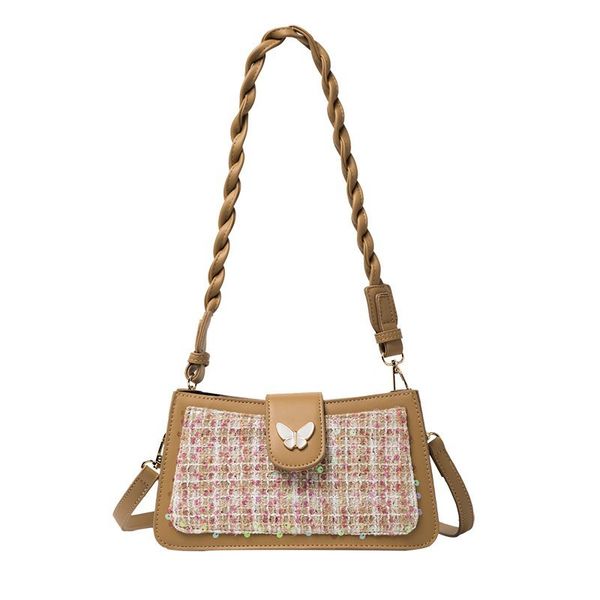 

butterfly girls armpit handbags sparkles decorate pu leather bag mini messenger bag for autumn