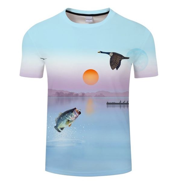 

modal fun fish print digital fishing asian 3d print shirts funny horror horror men clothing