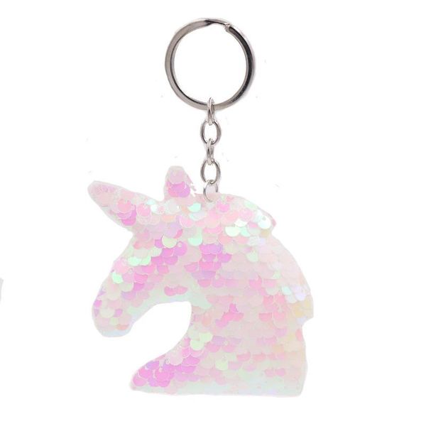 

cute unicorn keychain glitter pompom sequins key ring gifts for guest women wedding souvenir car bag accessories key chain, Slivery;golden